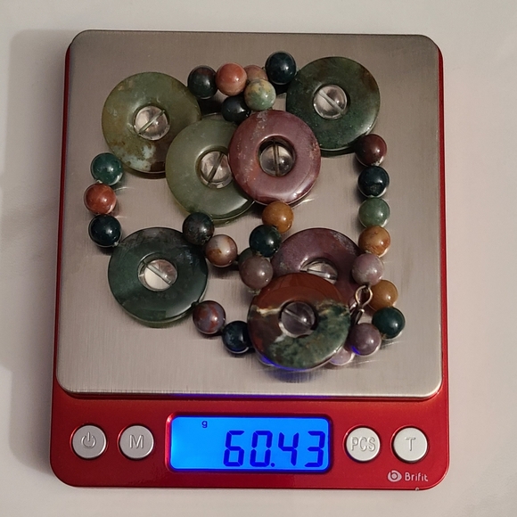 Natural Multi-colored Jasper Bead and Doughnut Circle Necklace. - Picture 4 of 11